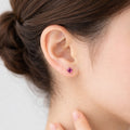 HealingGem November Birthstone Pink Topaz Raw Stone Silver925 Earring Round 5mm