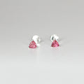 HealingGem Pink Tourmaline Crystal Silver925 Charm Stud Earrings Trillion Cut 5mm