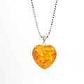 HealingGem natural pumpkin heart sterling silver amber gemstone pendant