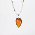 HealingGem Amber Pumpkin Heart Pendant 925 Silver Natural Stone Women's Daily Jewelry