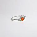 Healing Gem Carnelian Raw Stone Ring Round Cutting Silver925 Orange Women's Daily Point Gift Use Siz