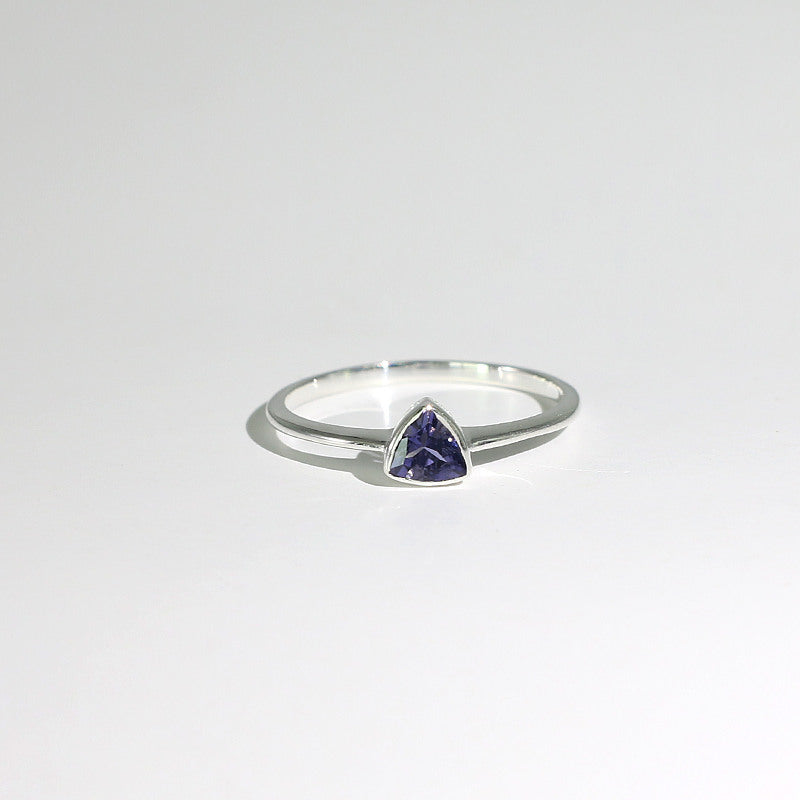 Healing Gem Iolylite Raw Gem Cut Ring Silver925 Simple Daily Women Size 9