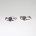 Healing Gem Amethyst Raw Stone Round Cabochon Silver925 Ring Size 9 Size 10