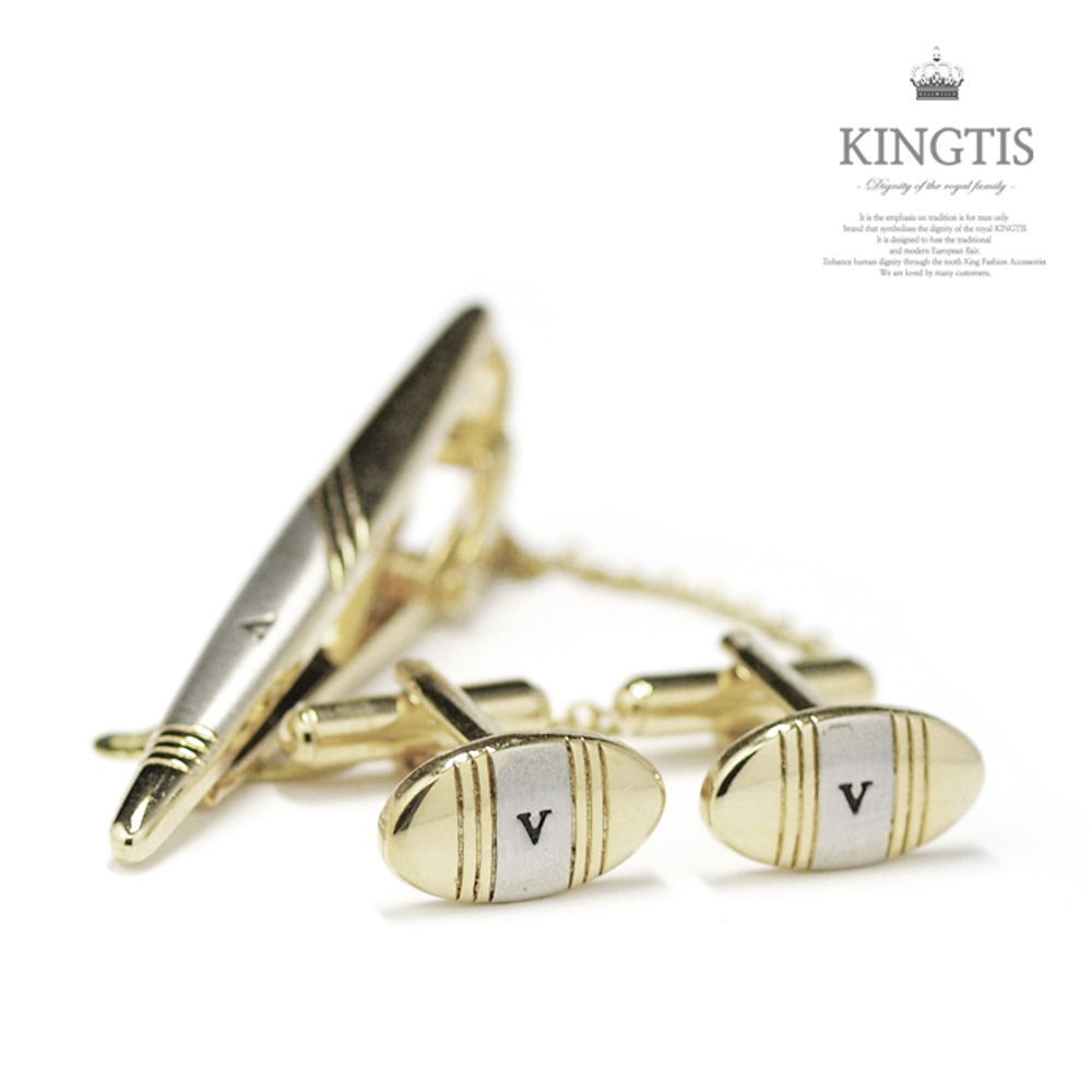 OwnerClan popular product KINGTIS simple design neckpin+ cuffbutton set W408947260310