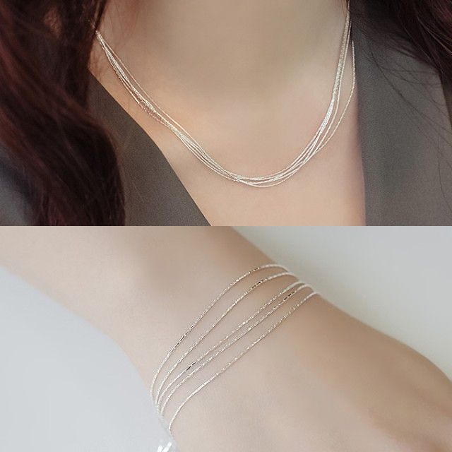 Ownerclan Popular Item (Necklace+Bracelet) (Silver) 5-Line Unique Set W788469260401