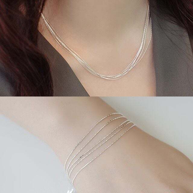 Owner Clan Best-selling Item (necklace+bracelet) (silver) 5-line unique set [W788469260603]