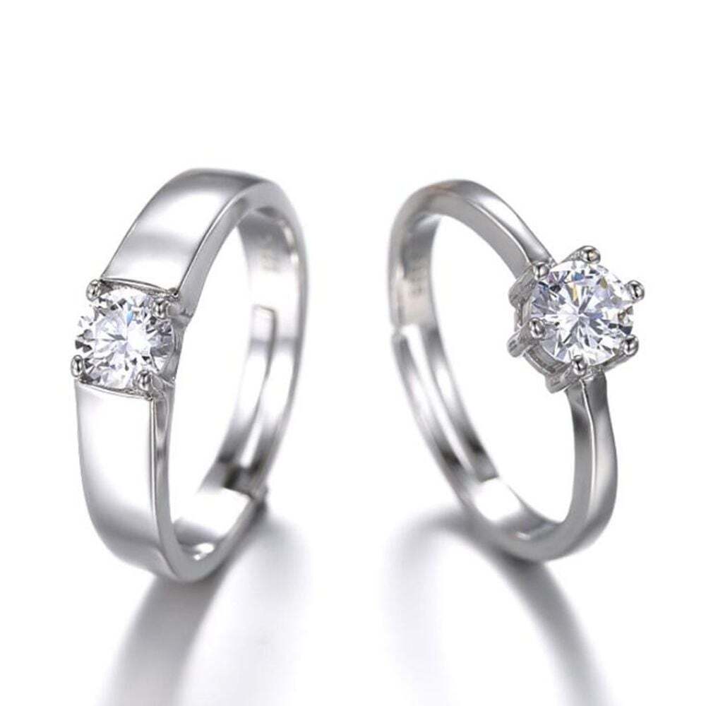 Ownerclan Popular Simple Cubic Zirconia Diamond Pair Couple Wedding Ring [W8A92CC260408]