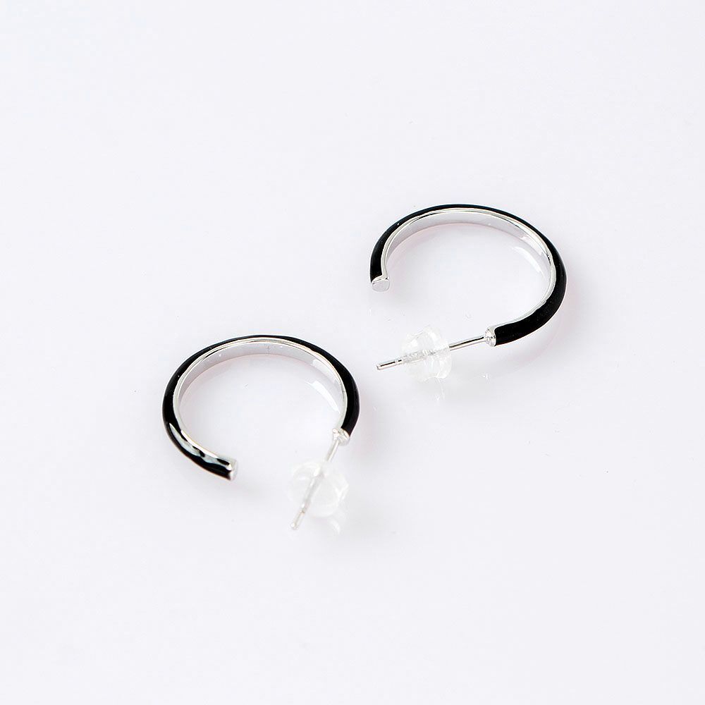 Ownerclan Popular Product Link Gold Plated Earrings Black Silver [WF7FA7D260424]
