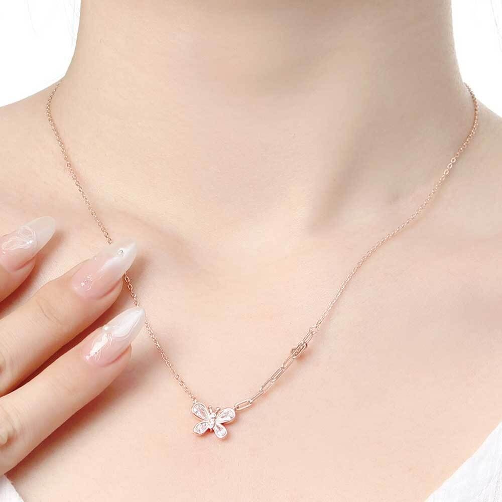 Popular Ownerclan Necklace Butterfly Pendant Silver Jewelry WFFP4IV260502
