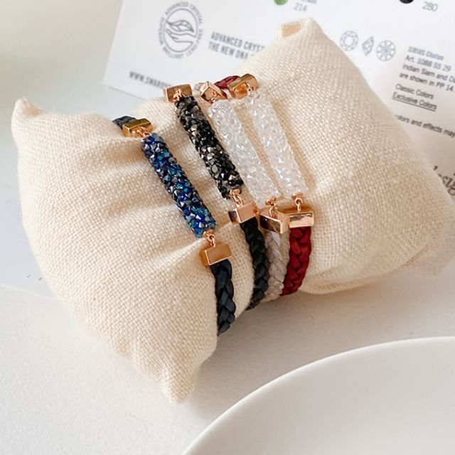 Owner Clan Best Seller B035 Austria Crystal Rose Gold Leather Bracelet WFFPOGV260502