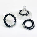 OwnerClan Best-Selling Obsidian Black Agate Silver Lucky Bracelet 3 Choices Unisex Gemstone Bracelet