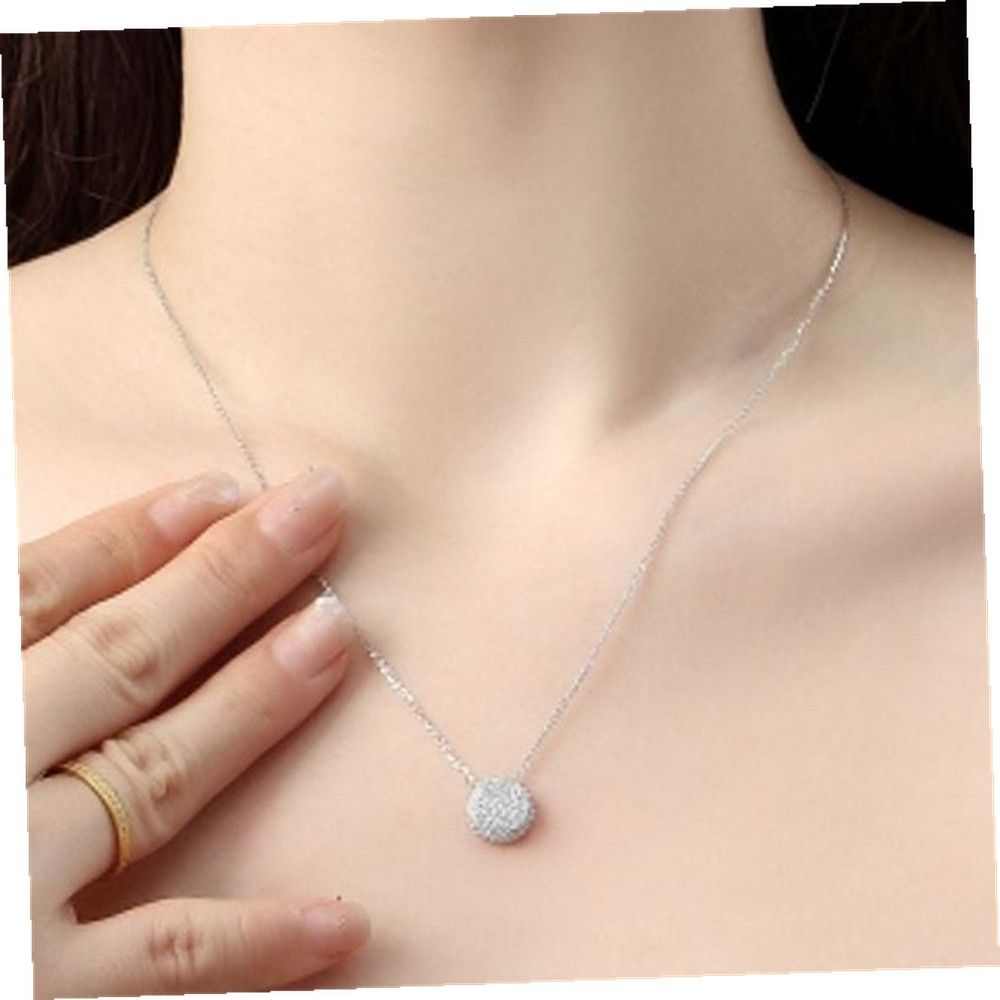 OwnerCland Fashion Necklace Jewelry Addicted Silver 925 Plated Circle Cubic Woman Necklaces [WFKPQBF