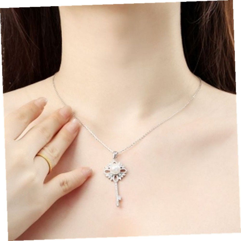 OwnerClan fashionable necklace jewel-holic sterling silver plated pearl key necklace [WFKQGYA260413]