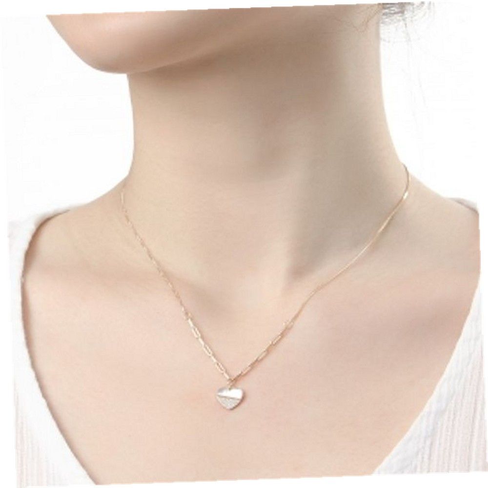 Ownerclan Trendy Jewelry Fashion Necklace Bead Addict Silver 925 Gold Plated Heart Necklace [WFKQGZ8