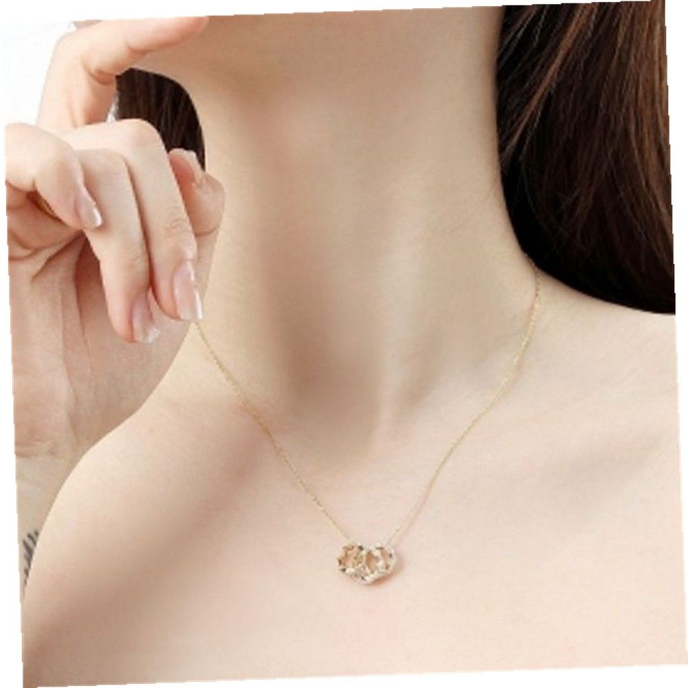 Ownerclan Popular Fashion Necklace Jewelry Addicted Silver 925 Gold Plated Triple Round Cubic Link N