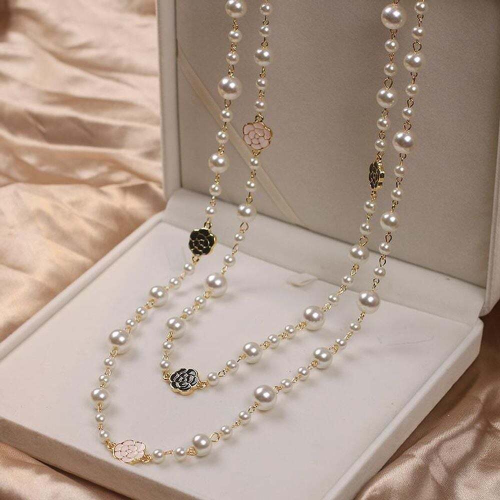 Ownerclan popular product rose layered necklace adjustable length long jewelry
