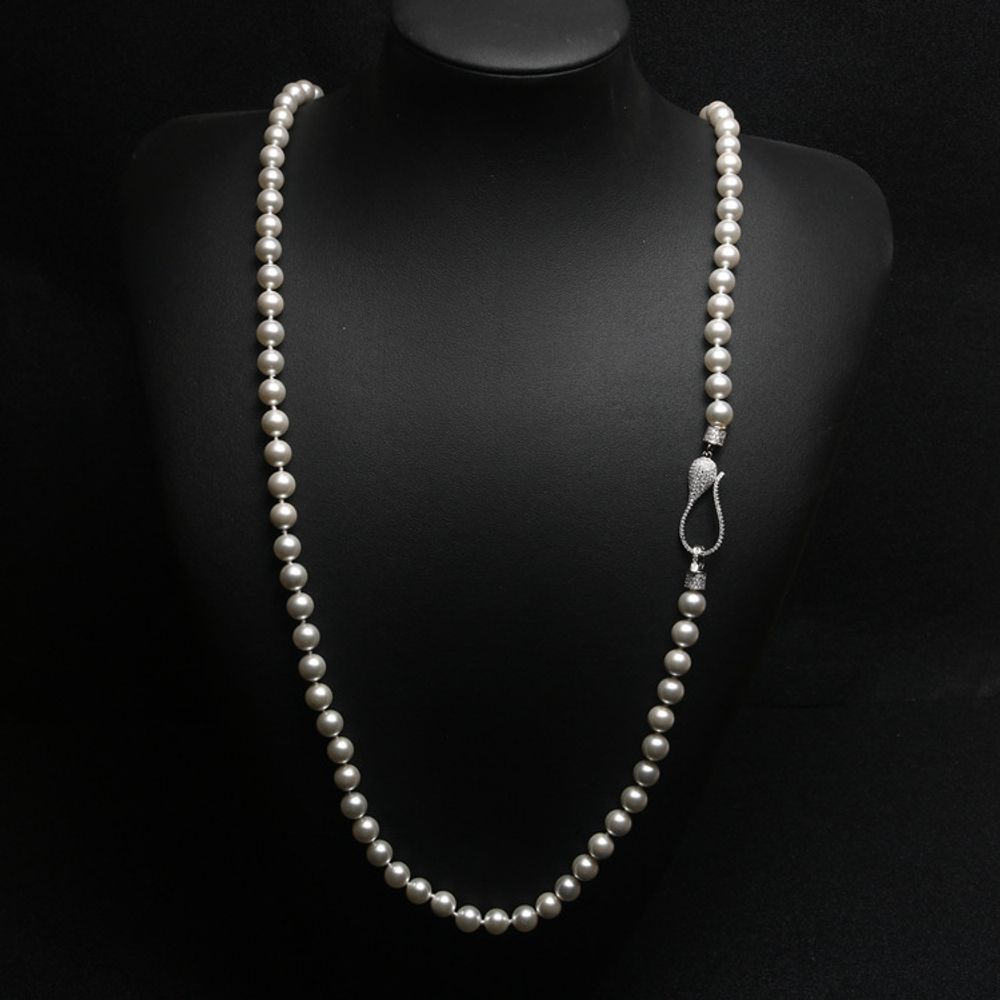 OwnerClan popular item long double-layered fashion necklace natural black pearls adjustable length n