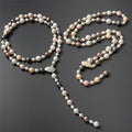 OwnerClan popular product long necklace shell pearl pink tricolor black pearl leaf long clip [WFKTVA