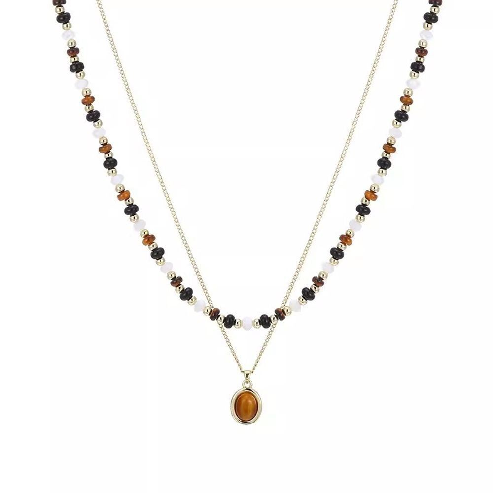 Ownerclan popular item naturalist tiger eye double bead necklace tiger eye necklace [WFKVBC3260414]