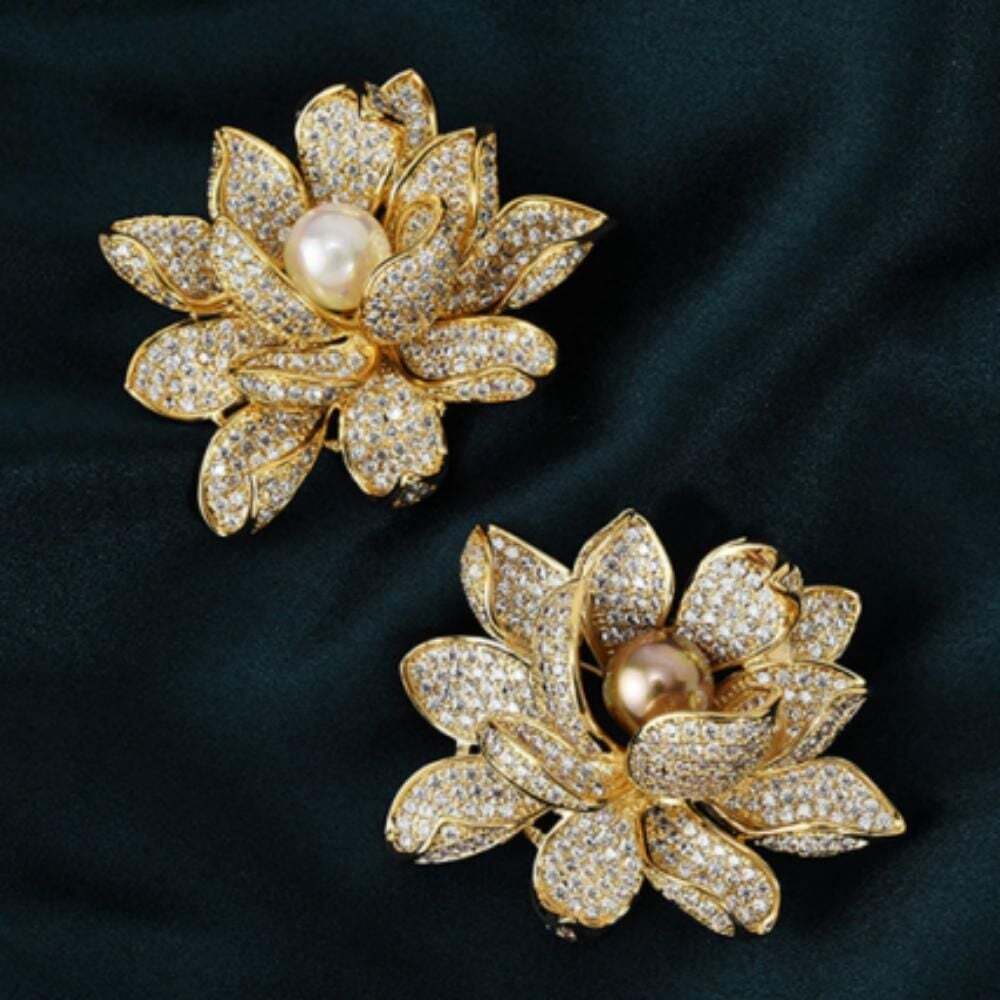Ownerclan popular product freshwater pearl elegant lotus gold brooch pin 3-color [WFLEPRN260418]