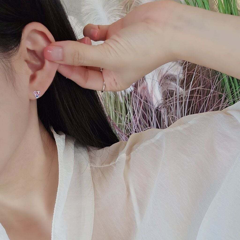 Ownerclan Popular Product SS1035 Women Heart Earrings Mini Stone Silver 925 [WFMI9PW260327]