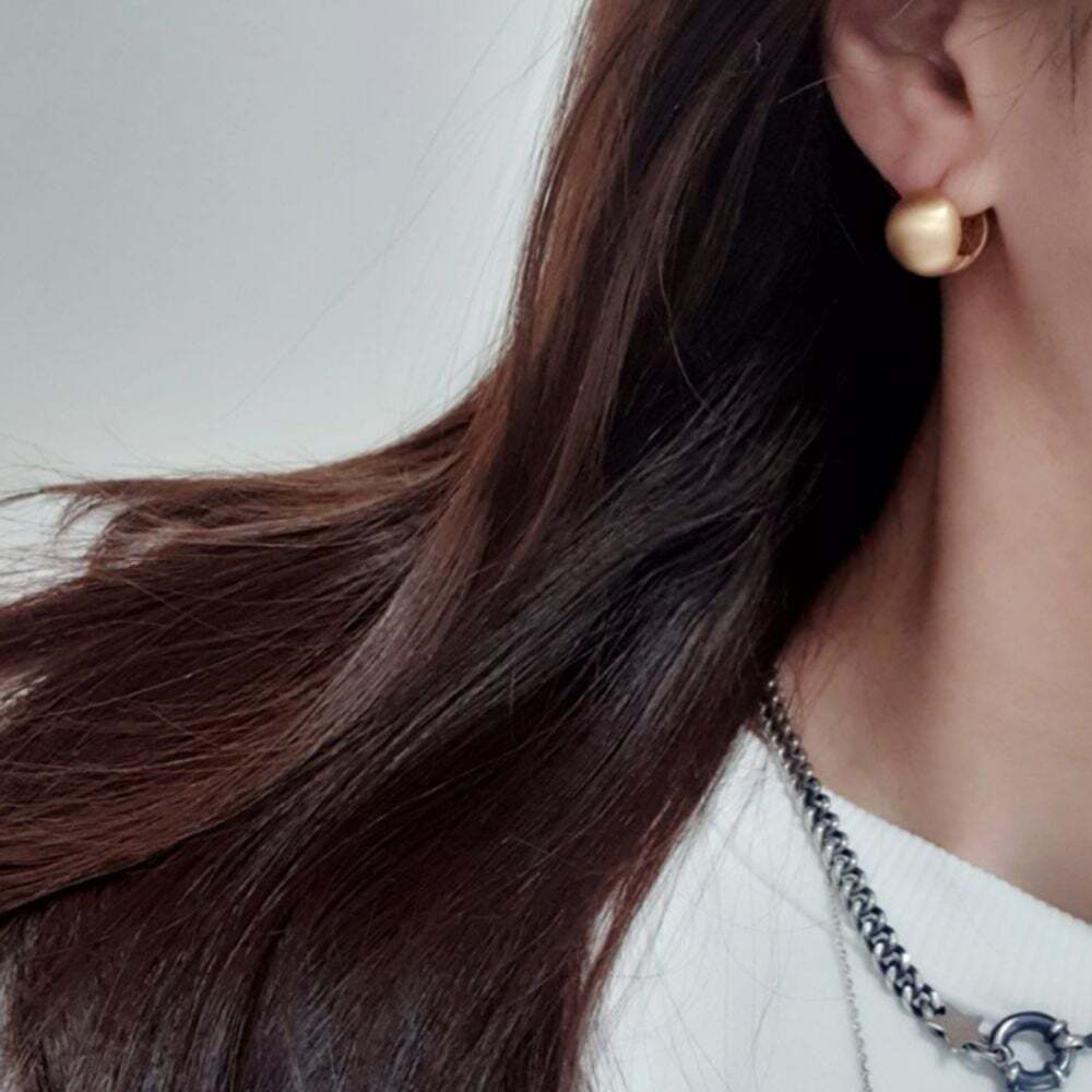 Ownerclan Popular Product SE147 Women Matte Gold One-Touch Silver Earring Daily Ear Stud (925 Silver