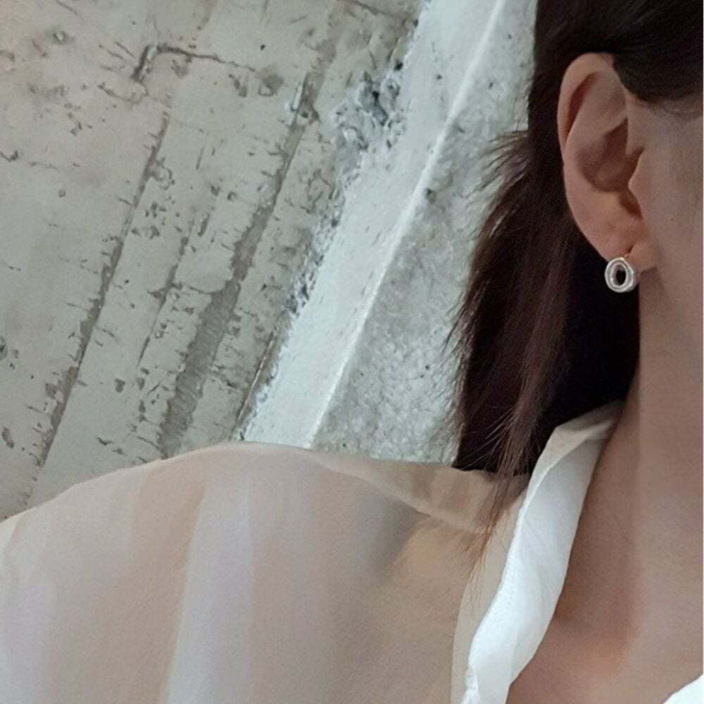 OwnerClan Popular Product SE160 Women's Doughnut Design One-Touch Silver Earring Daily Earings (925 