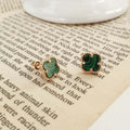 Unique Rose Stone Clover Simple Silver Earings (925 Silver)