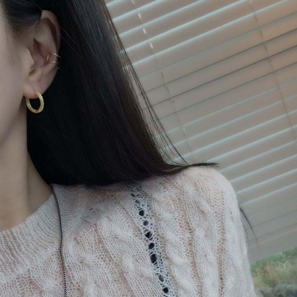 Silver 925 Women's Cutting Design One-Touch Simple Daily Earring SE173 [WFMI9RB260327]
