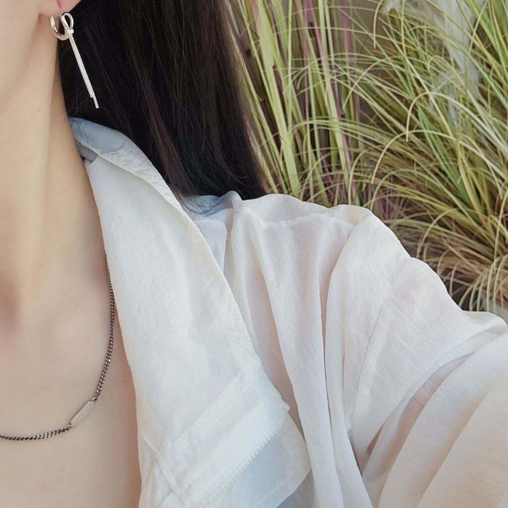 Ownerclan popular item SS1054 women two-line rope drop earrings one-touch earings sterling silver [W