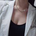 Ownerclan Popular Item S5044 Women 4mm Cross Pendant Chain Daily Silver 925 [WFMI9S7260327]