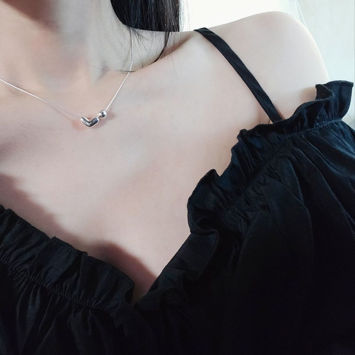 Ownerclan Popular Product SS1005 Silver 925 Women's Heart Pendant Necklace Volume Silver Ball Daily 