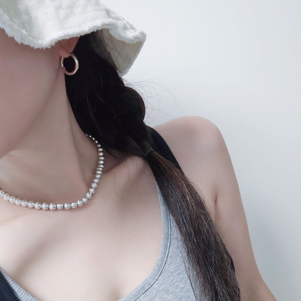 OwnerCland popular product SS1018 women's epoxy bead necklace bold simple daily silver 925 [WFMI9SM2