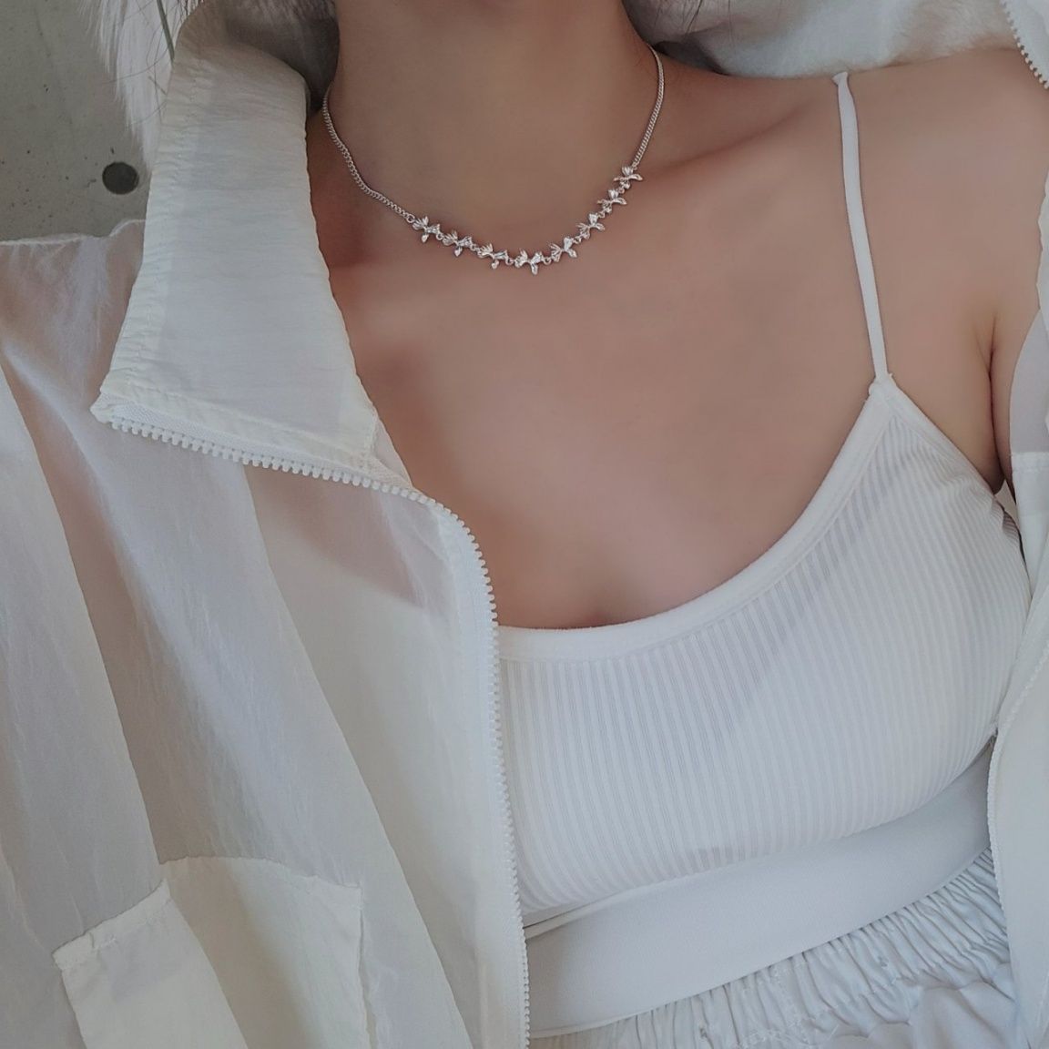 Ownerclan popular item SS1036 women ribbon pendant necklace chain unique silver 925 [WFMI9SP260327]