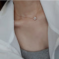 OwnerClan popular item SN1006 women's agate flower design simple daily silver necklace (925 Silver) 
