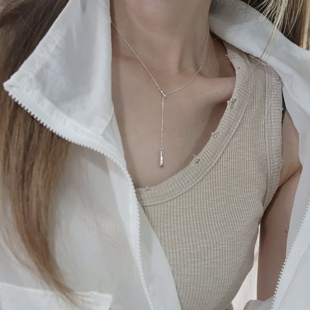 Ownerclan Popular Product SN1011 Women Y-Shaped Drop Necklace Daily Silver Jewelry (925 Silver) [WFM