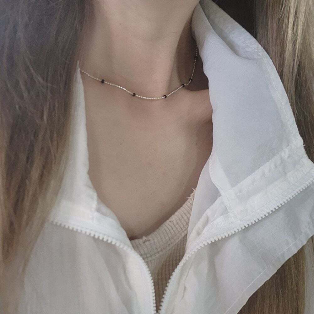 Ownerclan Popular Product SN1018 Women Chocolate Design Black Cutout Pearl Silver Necklace Unique Si