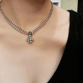 Ownerclan Popular Product SN1022 Women's Cross Two Lines Silver Necklace Antique Silver (Silver 925)