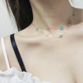 OwnerClen popular product SN1024 women aqua clover simple silver necklace unique sterling silver (92