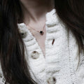 Ownerclan popular item SN1029 women onyx clover simple silver necklace (925 silver) [WFMI9TS260327]