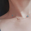 Ownerclan popular product SN1040 women combo aqua clover silver necklace unique silver 925 [WFMI9U12