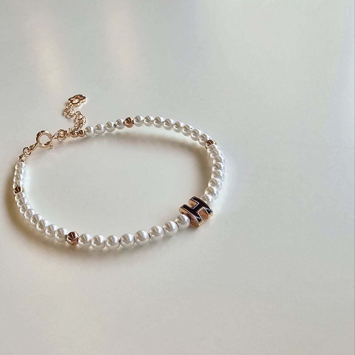 Ownerclan popular item SS1020 women's pearl bracelet H design unique sterling silver 925 [WFMI9VK260