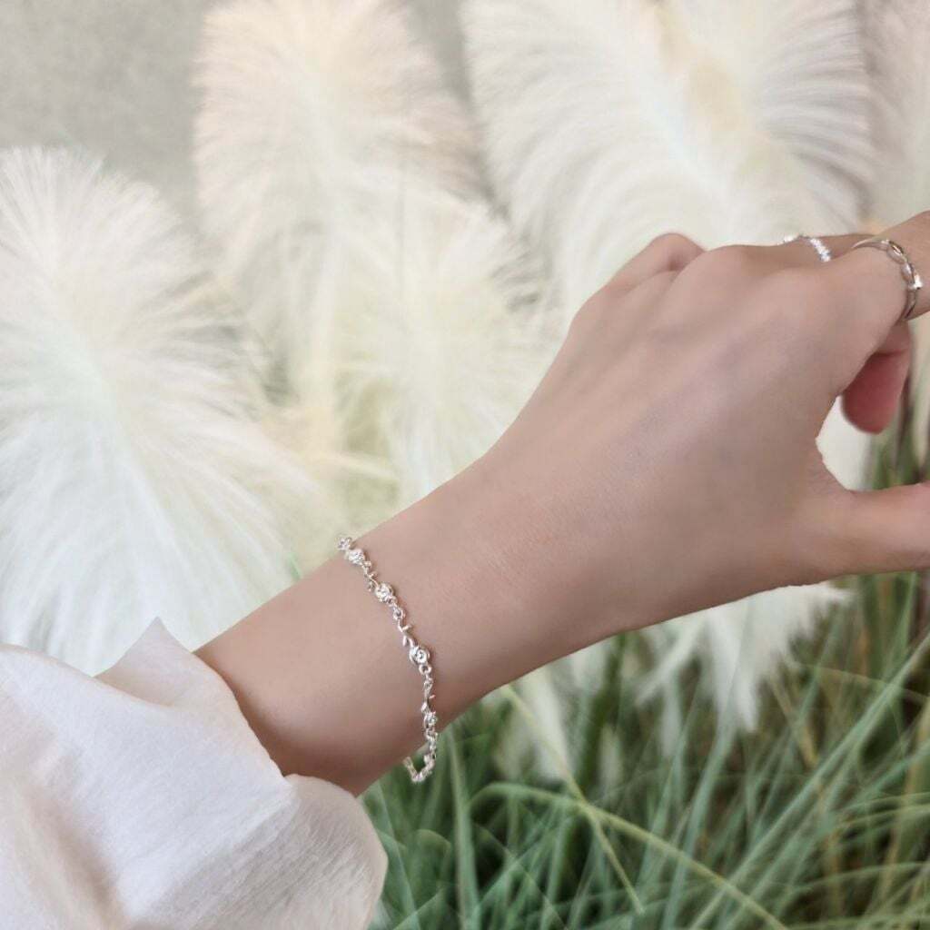 OwnerClan popular product SS1045 women rose flower design bracelet unique daily silver bracelet 925 