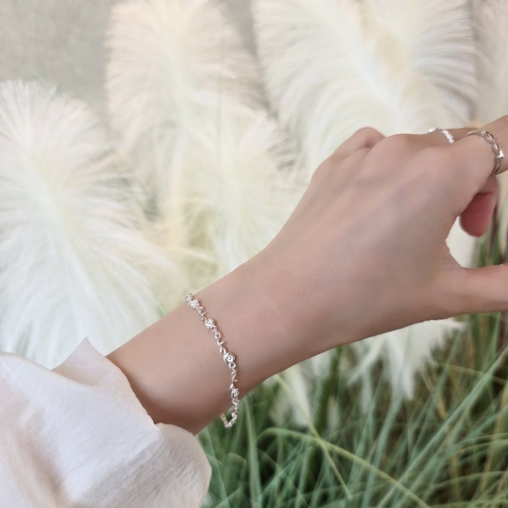 Owner Clan popular product SS1045 women's rose flower design bracelet unique daily silver bracelet s