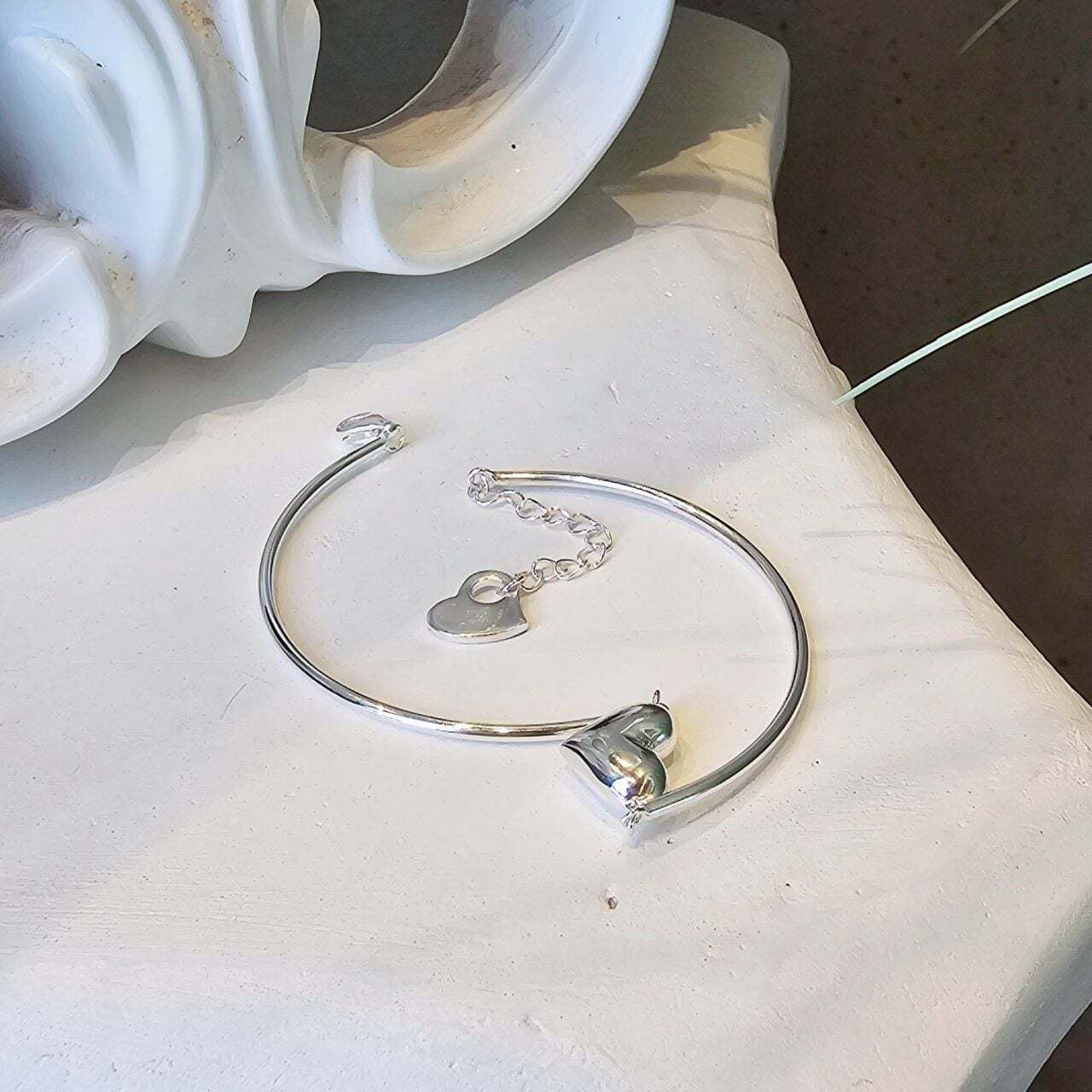 Ownerclan Popular Product SS1048 Women's Heart Pendant Point Bracelet Bangle Simple Silver 925 [WFMI