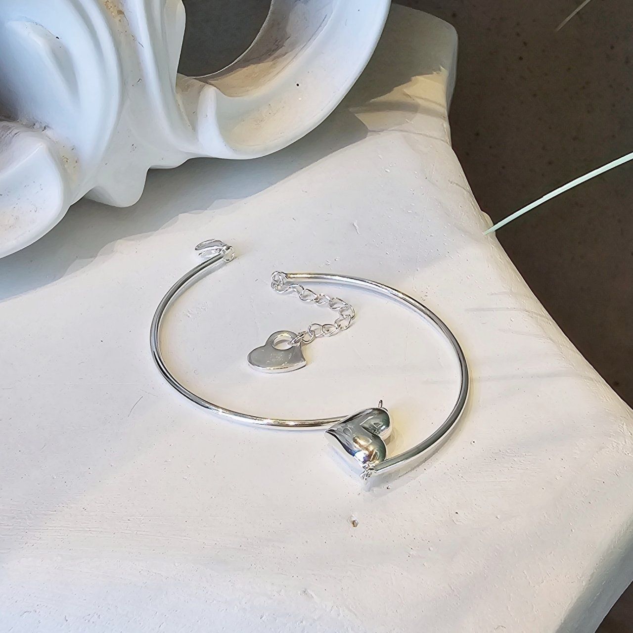 Onclan popular item SS1048 women's heart pendant point bracelet bangle simple silver bracelet silver