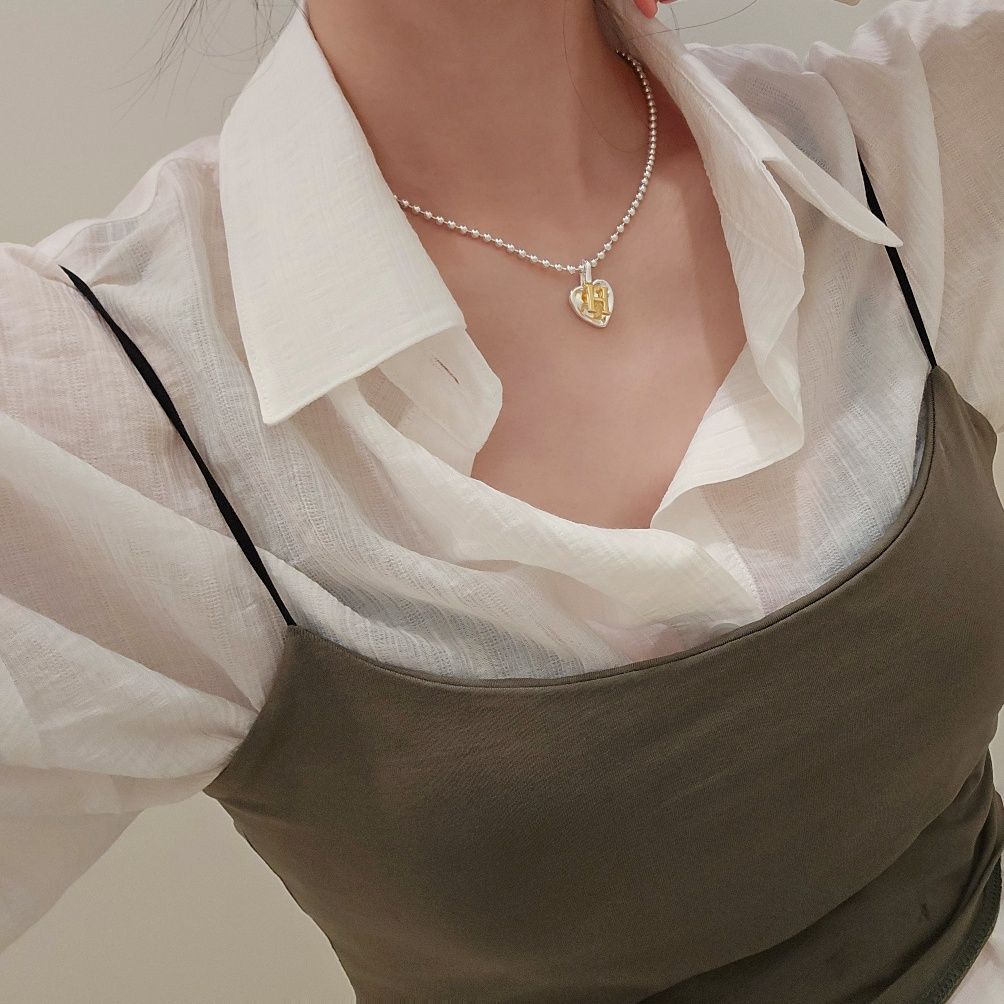Ownerclan Popular Item S777 Women's H Tone Heart Pendant Military Band Necklace Unique Silver 925 [W