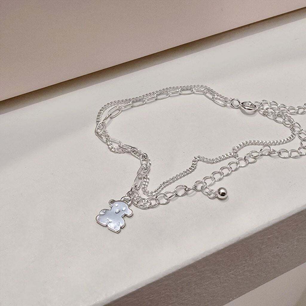 Ownerclan Popular Product S757 Women Cute Bracelet Panda Pendant Layered Chain Silver925 [WFMI9WA260