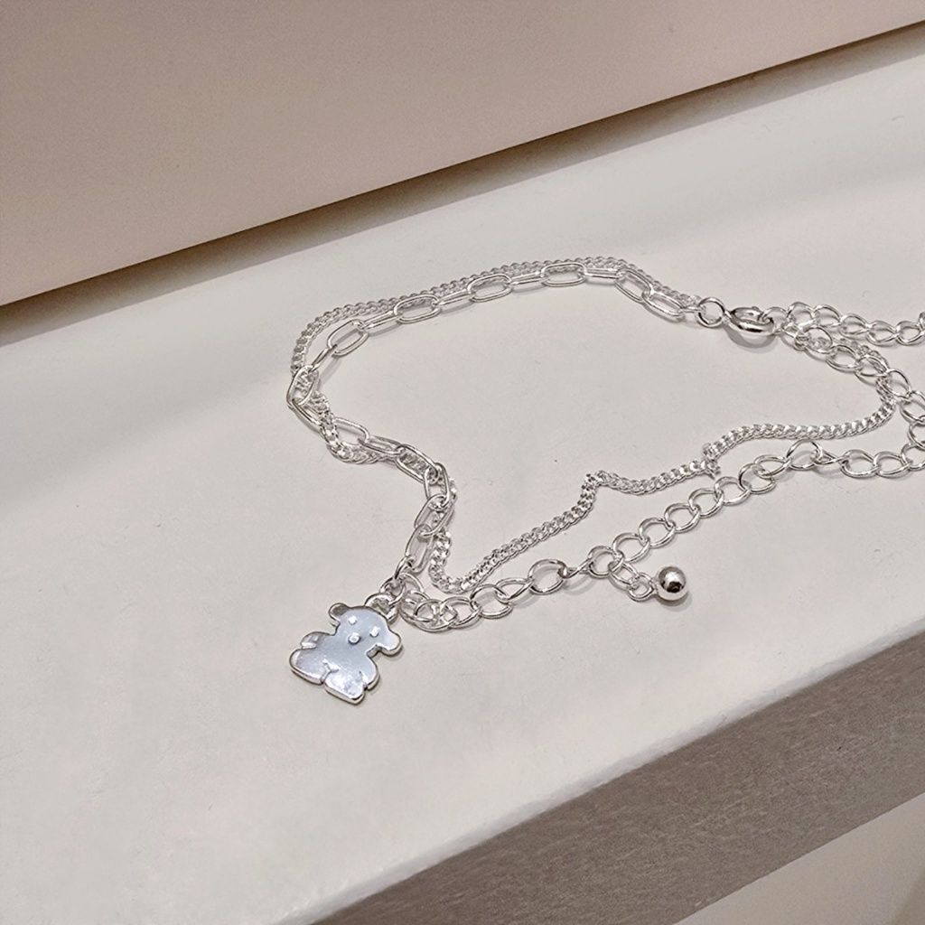 Owner Clan Popular Item S757 Women Cute Bracelet Panda Pendant Layered Chain Daily Silver Bracelet S