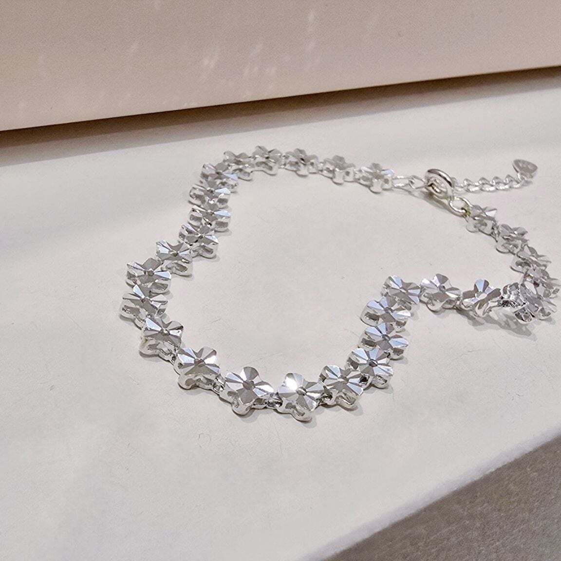 Ownerclan Popular Item S754 Women's Flower Pendant Simple Silver Bracelet Unique Daily Bracelet 925 
